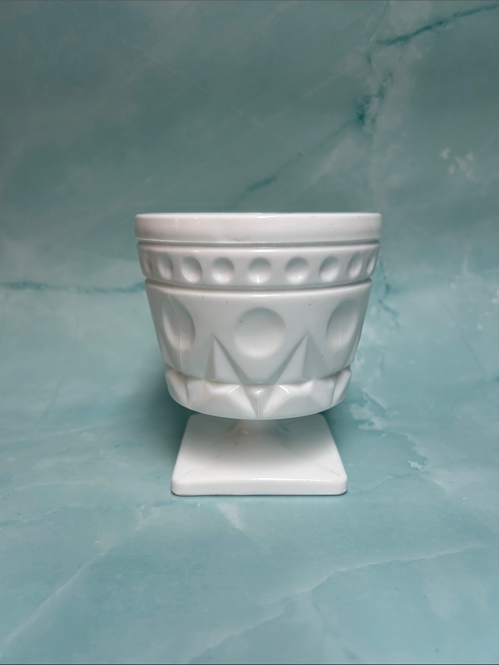 Indiana Colony Glass Park Lane Milk Glass 4.5” Square Base Planter Vase
